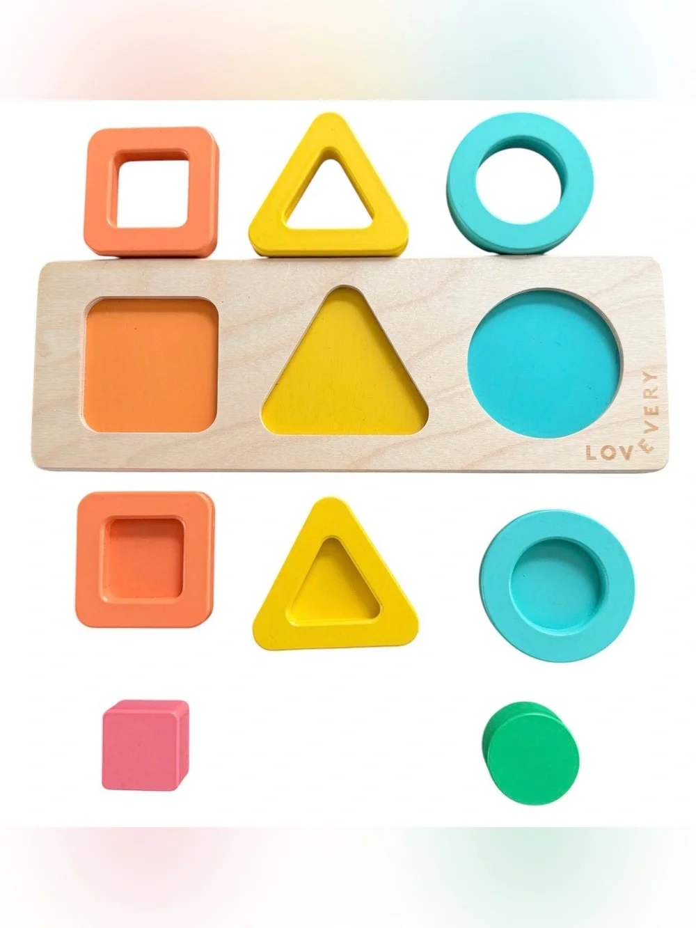 Lovevery Wooden Montessori Shape Puzzle Stacker Toddler 18-24 Months Toy READ